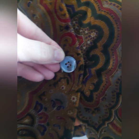 Burberry Vintage 90s Velvet Paisley Blazer Jacket Brown M/L Designer Designer - Picture 3 of 13